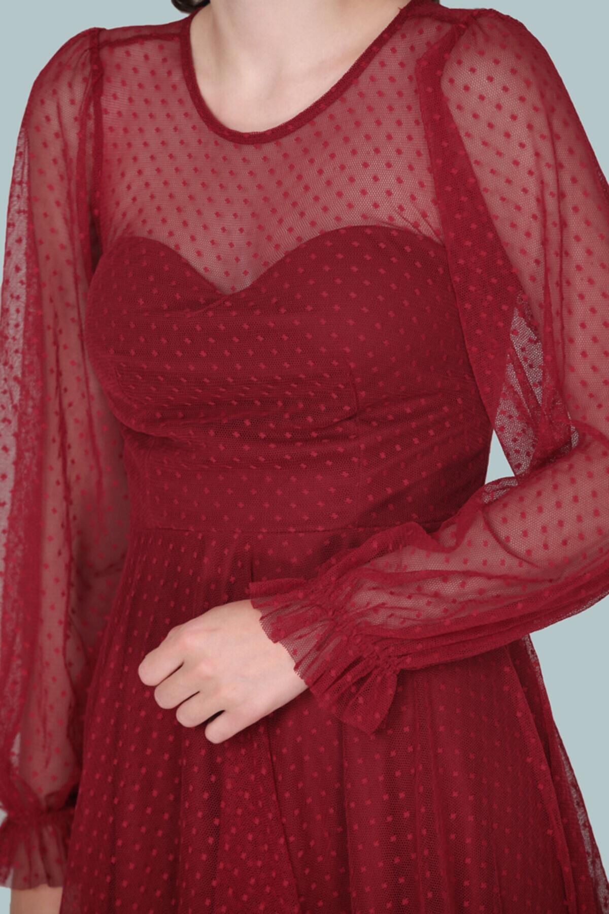 Burgundy Midi Evening Dress