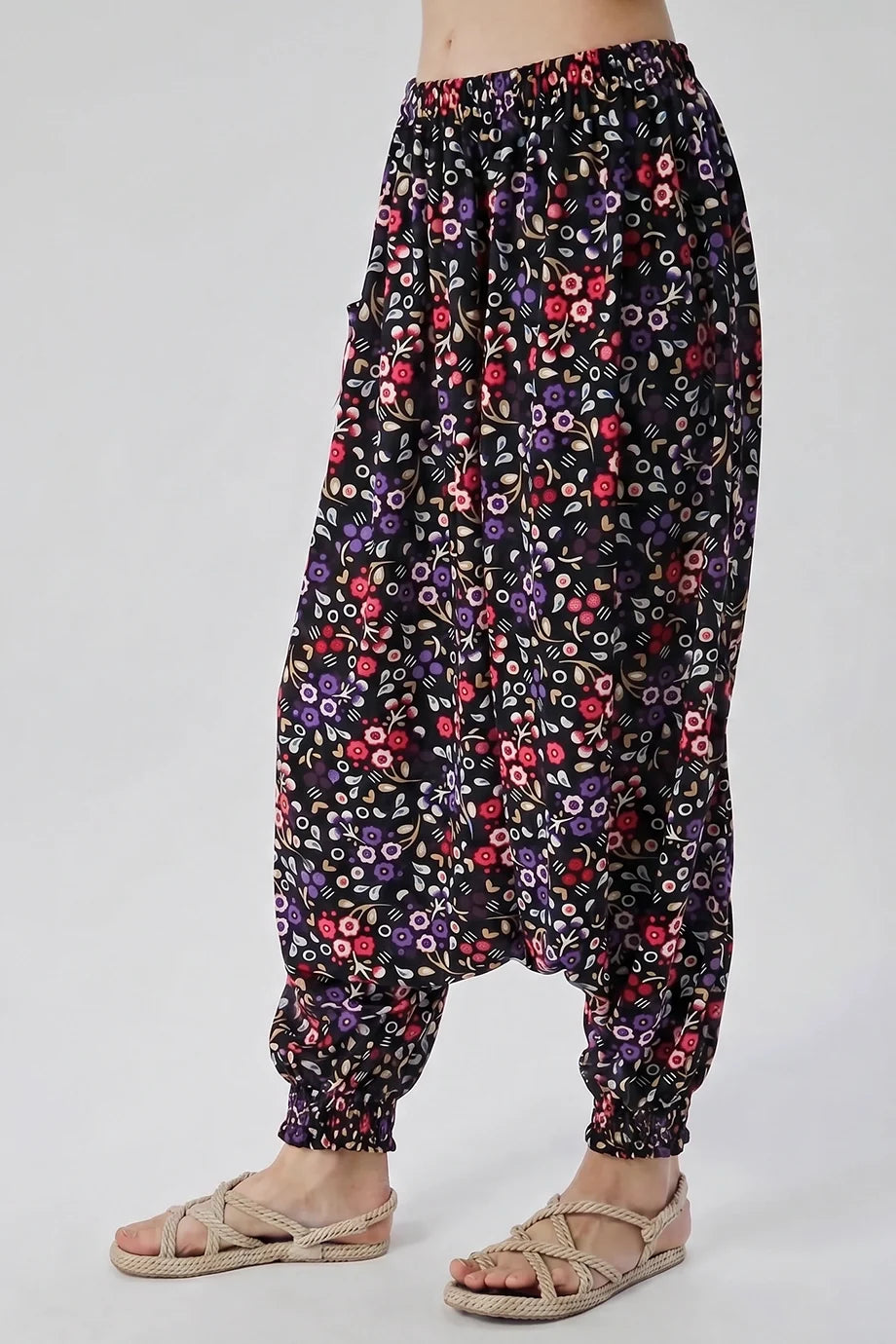 Multicolor Jersey Harem Trousers